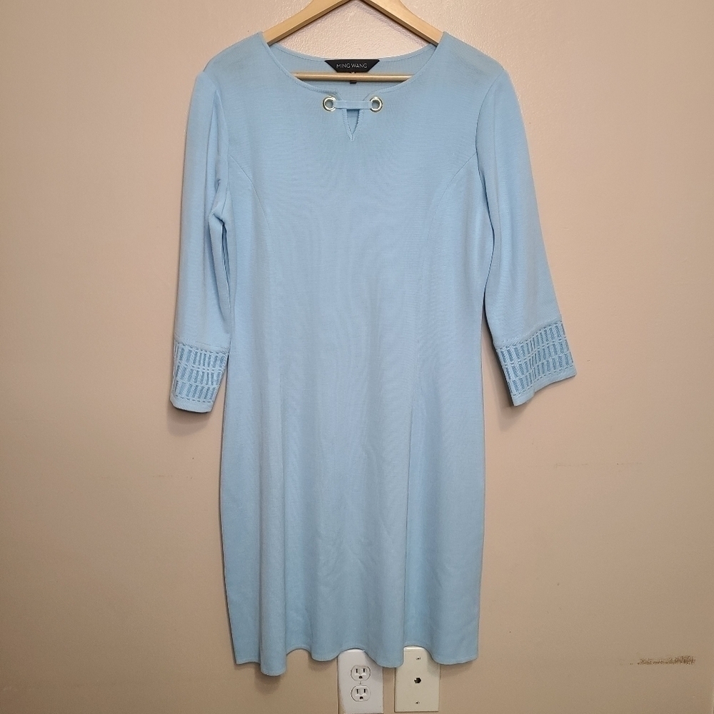 Ming Wang Blue Knitted Dress